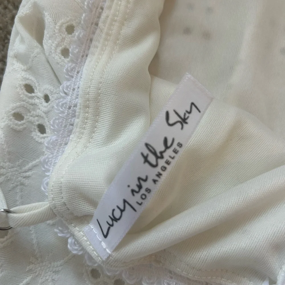 Lucy in the sky dress, white with orange detailing, size small(2-4). - Picture 6 of 6